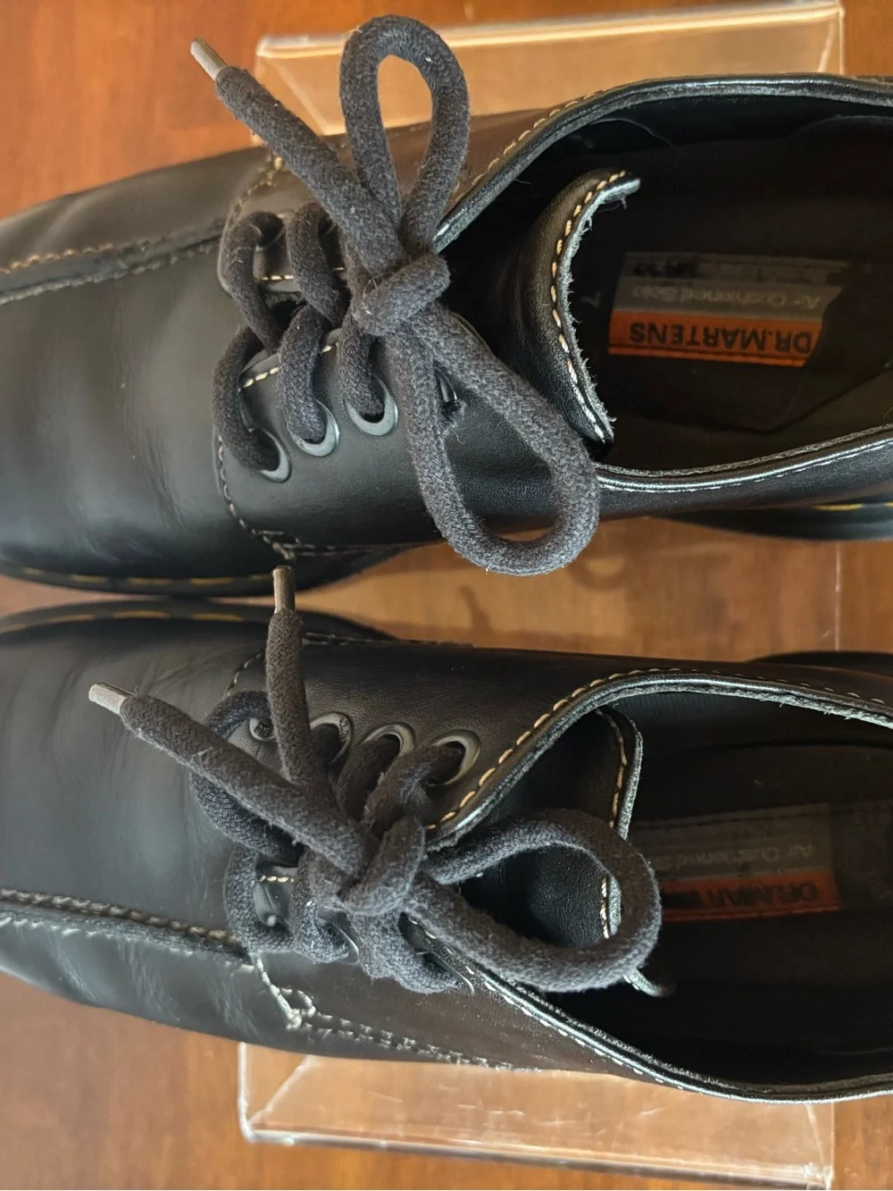 Black Leather, Men’s Doc Martens Shoes with Yellow Stitching